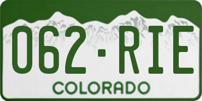 CO license plate 062RIE