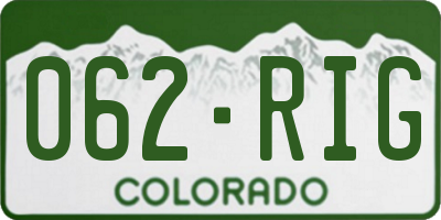 CO license plate 062RIG