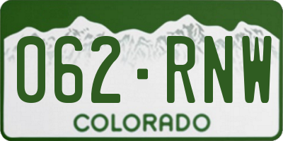 CO license plate 062RNW