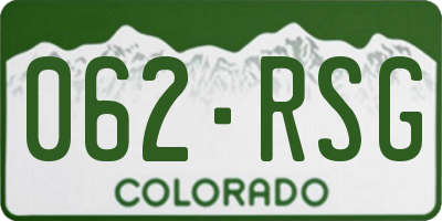 CO license plate 062RSG
