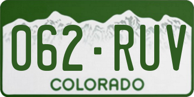 CO license plate 062RUV