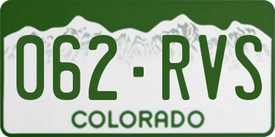 CO license plate 062RVS