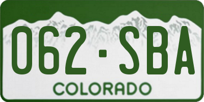 CO license plate 062SBA