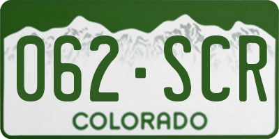 CO license plate 062SCR