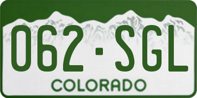 CO license plate 062SGL