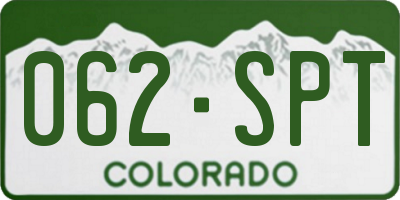 CO license plate 062SPT