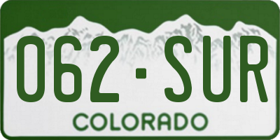 CO license plate 062SUR
