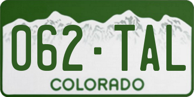 CO license plate 062TAL