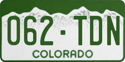 CO license plate 062TDN