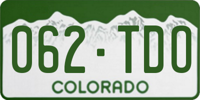 CO license plate 062TDO
