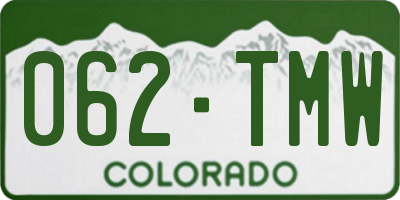 CO license plate 062TMW