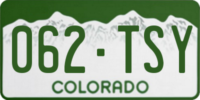 CO license plate 062TSY