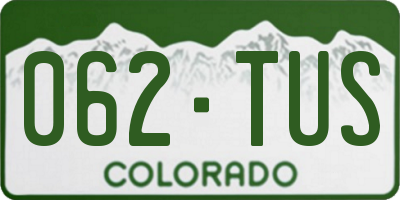 CO license plate 062TUS