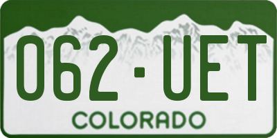 CO license plate 062UET