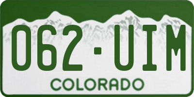 CO license plate 062UIM