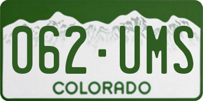 CO license plate 062UMS