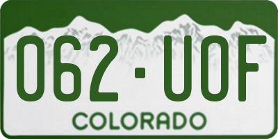 CO license plate 062UOF