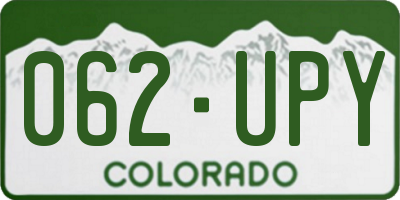 CO license plate 062UPY