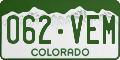 CO license plate 062VEM