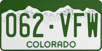 CO license plate 062VFW