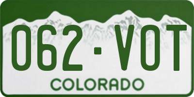 CO license plate 062VOT