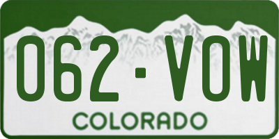 CO license plate 062VOW