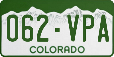 CO license plate 062VPA