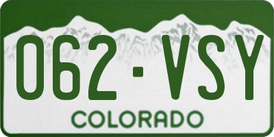 CO license plate 062VSY