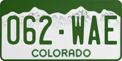 CO license plate 062WAE