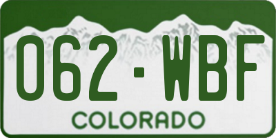 CO license plate 062WBF