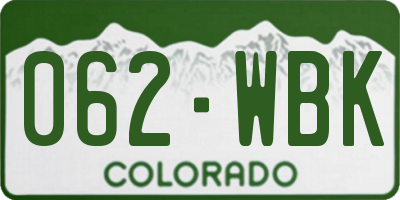 CO license plate 062WBK
