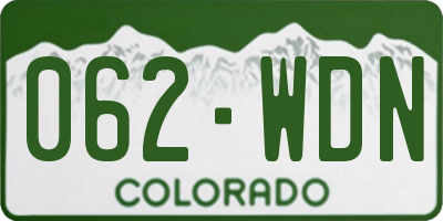 CO license plate 062WDN