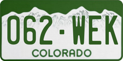 CO license plate 062WEK