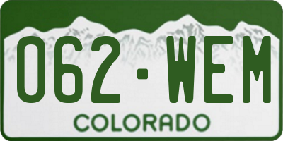 CO license plate 062WEM