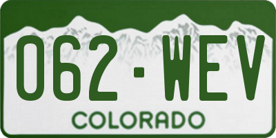 CO license plate 062WEV