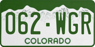 CO license plate 062WGR