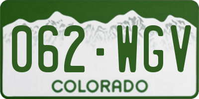 CO license plate 062WGV