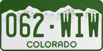 CO license plate 062WIW