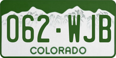 CO license plate 062WJB