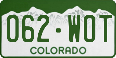 CO license plate 062WOT