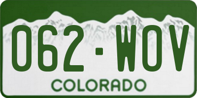 CO license plate 062WOV