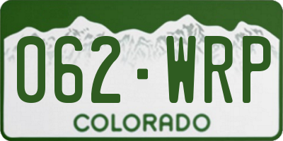 CO license plate 062WRP