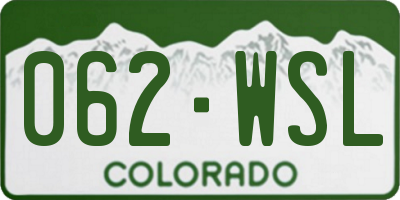 CO license plate 062WSL