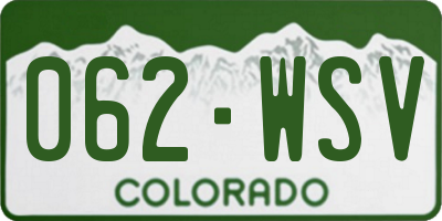 CO license plate 062WSV