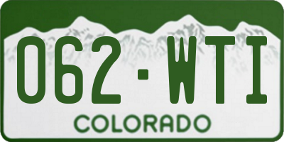 CO license plate 062WTI