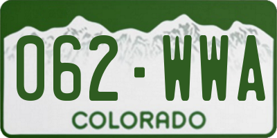 CO license plate 062WWA