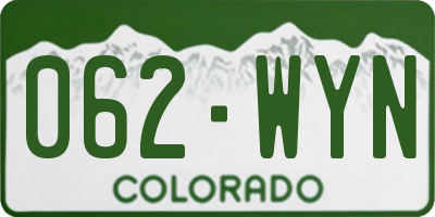CO license plate 062WYN
