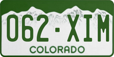 CO license plate 062XIM