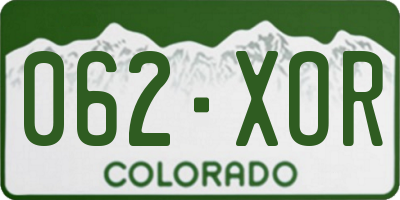 CO license plate 062XOR