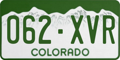 CO license plate 062XVR